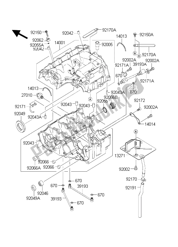 Tutte le parti per il Carter del Kawasaki Ninja ZX 6 RR 600 2004