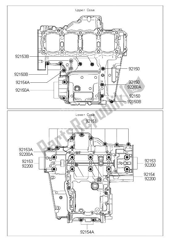 Tutte le parti per il Modello Del Bullone Del Basamento del Kawasaki Z 1000 SX ABS 2015