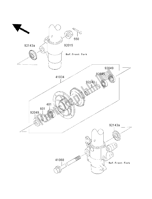 All parts for the Front Hub of the Kawasaki KX 85 LW 2001