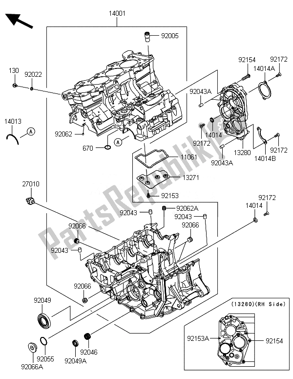 Tutte le parti per il Carter del Kawasaki Ninja ZX 6R ABS 600 2014