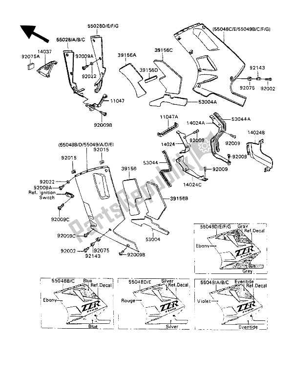 Todas las partes para Capota Baja de Kawasaki ZZ R 1100 1990