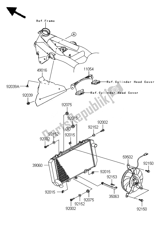 Alle onderdelen voor de Radiator van de Kawasaki Z 750 2010