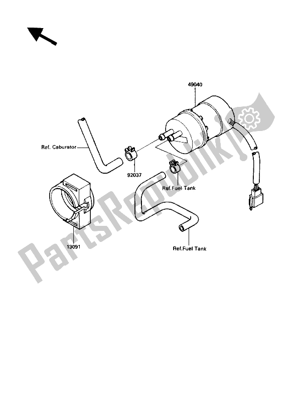 Tutte le parti per il Pompa Di Benzina del Kawasaki Voyager XII 1200 1988