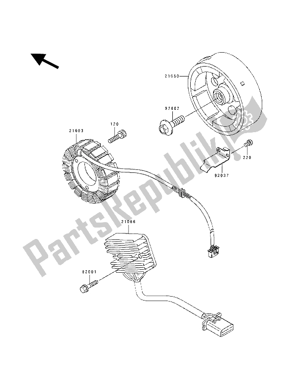 Tutte le parti per il Generatore del Kawasaki KLE 500 1991