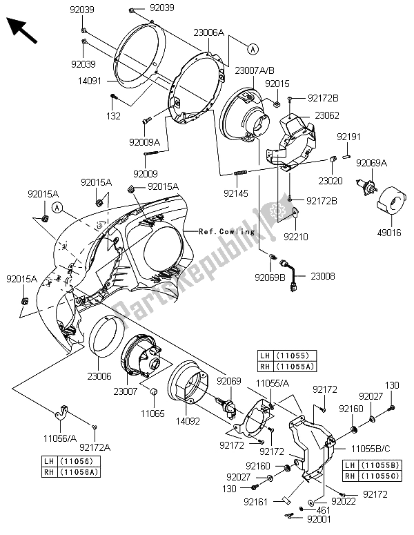 Tutte le parti per il Fari (s) del Kawasaki VN 1700 Voyager ABS 2013