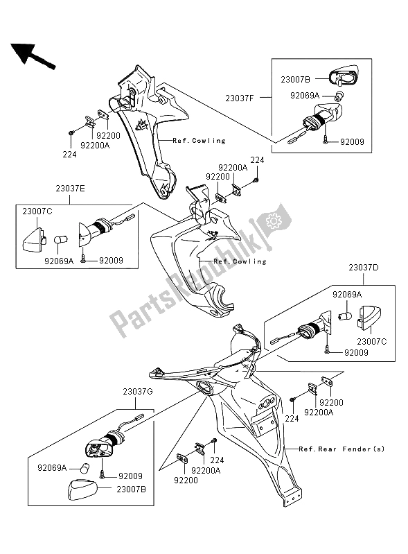 All parts for the Turn Signals of the Kawasaki Versys 650 2009