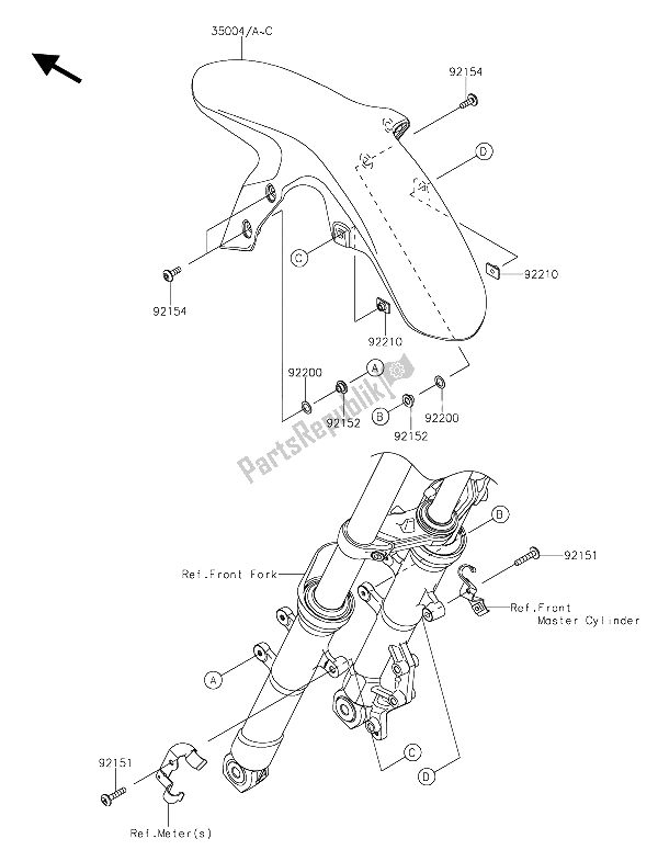 Toutes les pièces pour le Garde-boue Avant du Kawasaki Z 250 SL ABS 2015