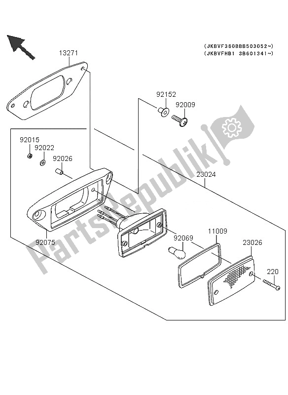 Tutte le parti per il Fanale Posteriore del Kawasaki KVF 360 2005