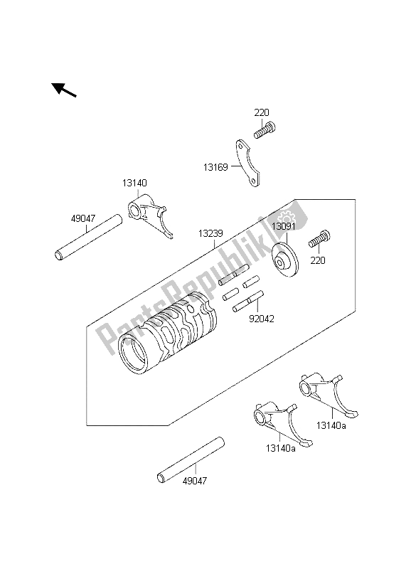 All parts for the Gear Change Drum & Shift Fork of the Kawasaki KX 60 1998