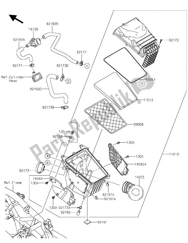 Alle onderdelen voor de Luchtfilter van de Kawasaki Z 250 SL ABS 2015