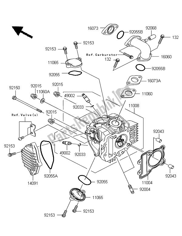 Tutte le parti per il Testata del Kawasaki KLX 110 2007