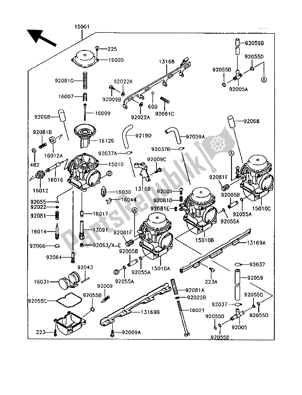 Tutte le parti per il Carburatore del Kawasaki GT 750 1992