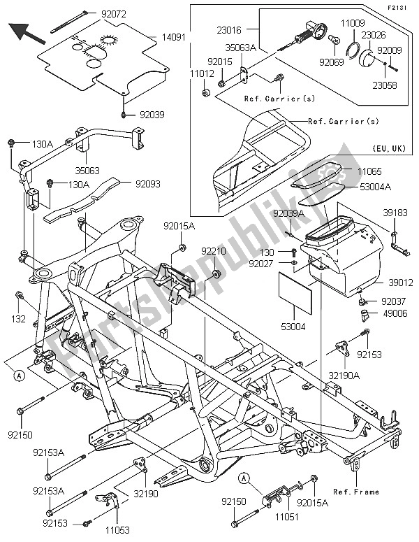 All parts for the Frame Fittings of the Kawasaki KVF 650 4X4 2005