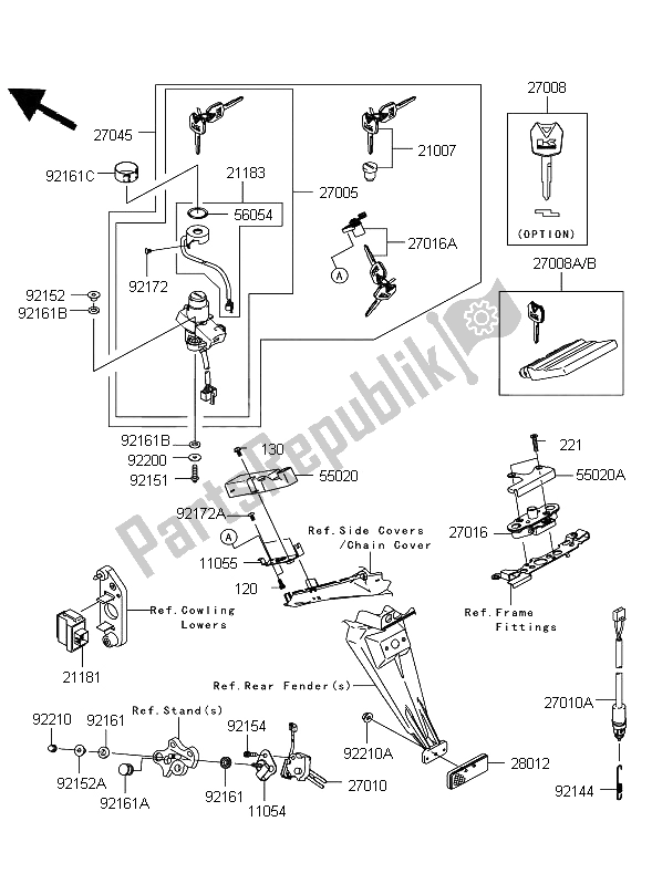 All parts for the Ignition Switch of the Kawasaki Ninja ZX 10R 1000 2009