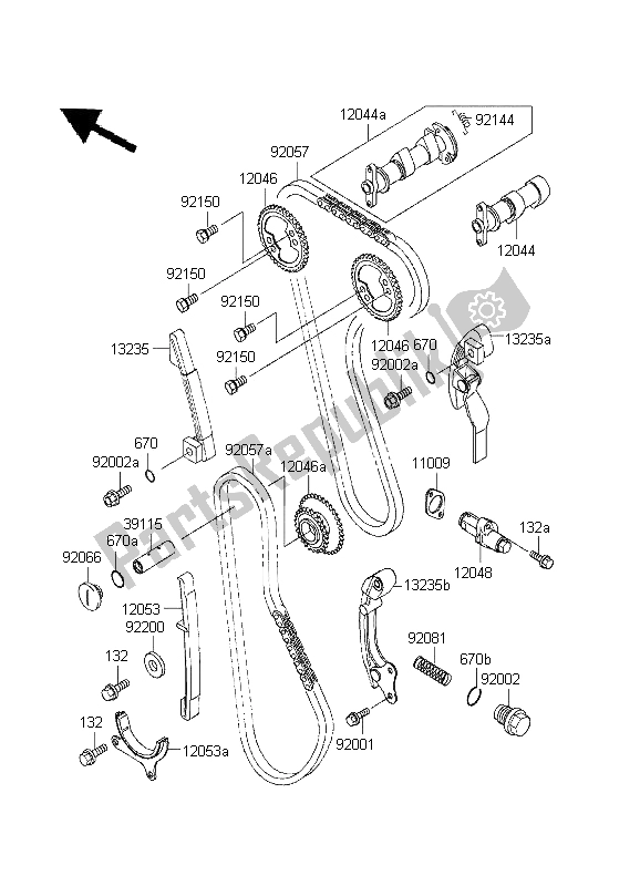 All parts for the Camshaft & Tensioner of the Kawasaki KLX 650R 1995