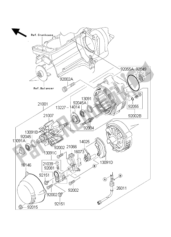 All parts for the Generator of the Kawasaki ZRX 1200 2004