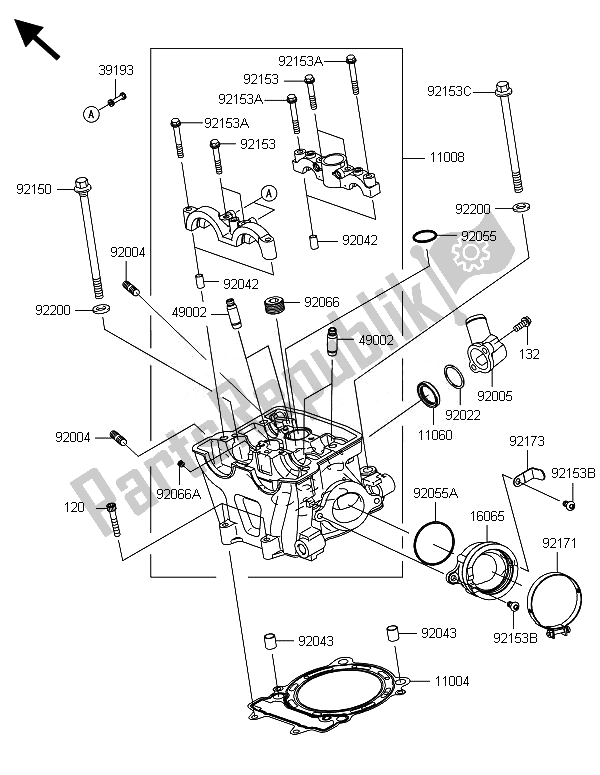 Tutte le parti per il Testata del Kawasaki KX 450F 2014