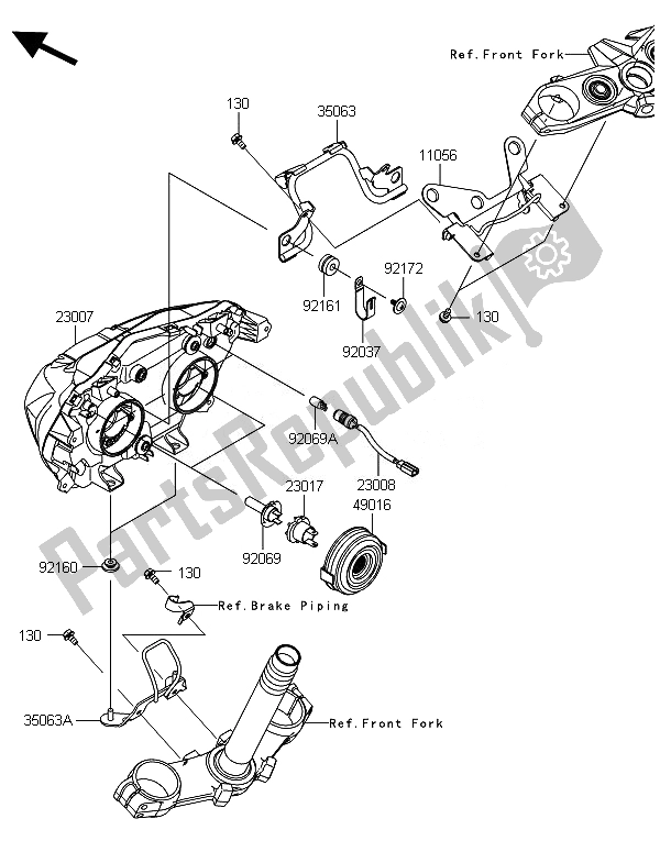 Wszystkie części do Reflektor (-y) Kawasaki Z 800 ABS DEF 2014