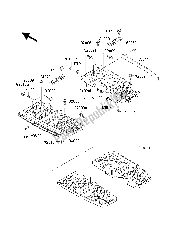 All parts for the Footrests of the Kawasaki KVF 300 Prairie 4X4 2002