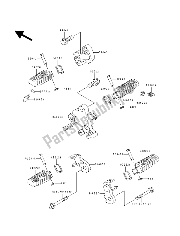 All parts for the Step of the Kawasaki GPZ 500S 1993