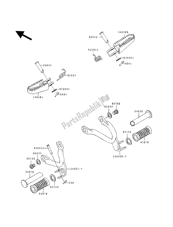 Tutte le parti per il Passo del Kawasaki KDX 125 1993