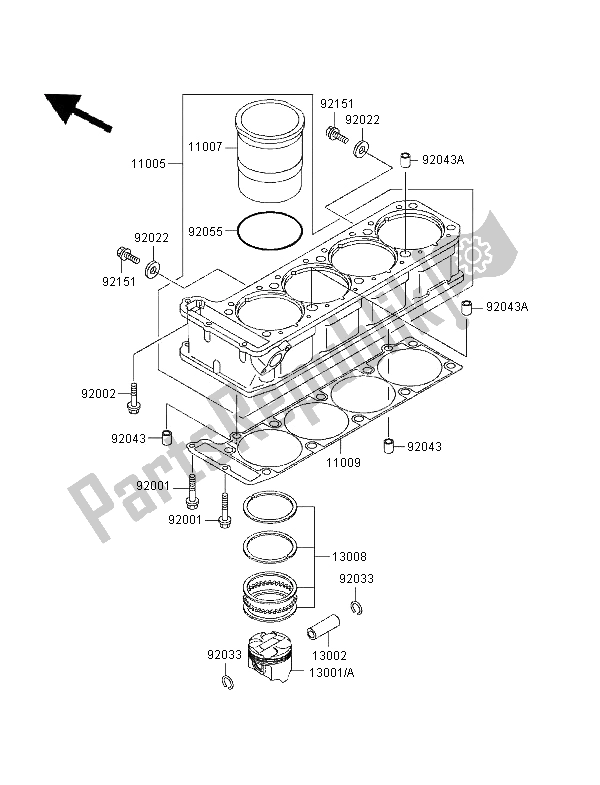 Tutte le parti per il Cilindro E Pistone del Kawasaki GPZ 1100 1996