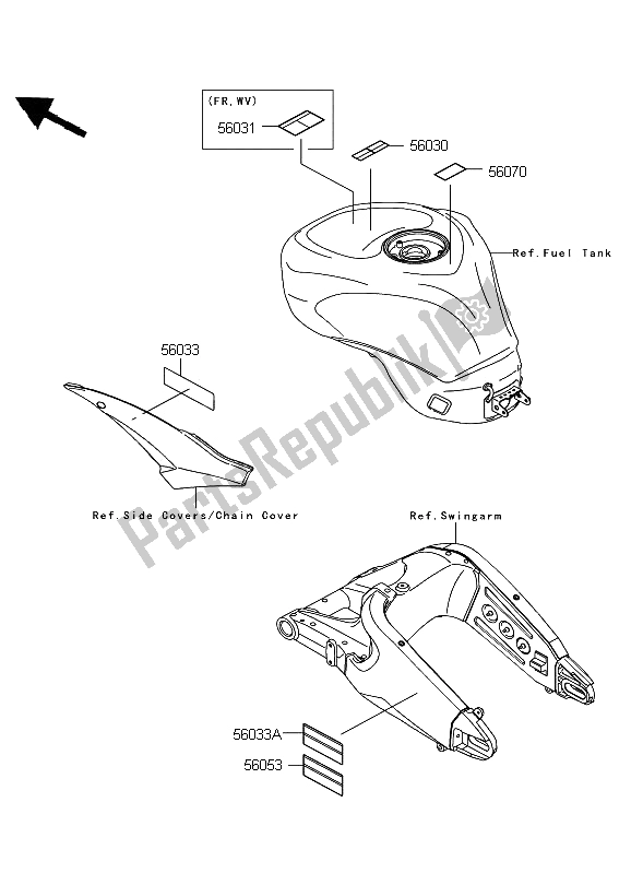 All parts for the Labels of the Kawasaki Ninja ZX 10R 1000 2008