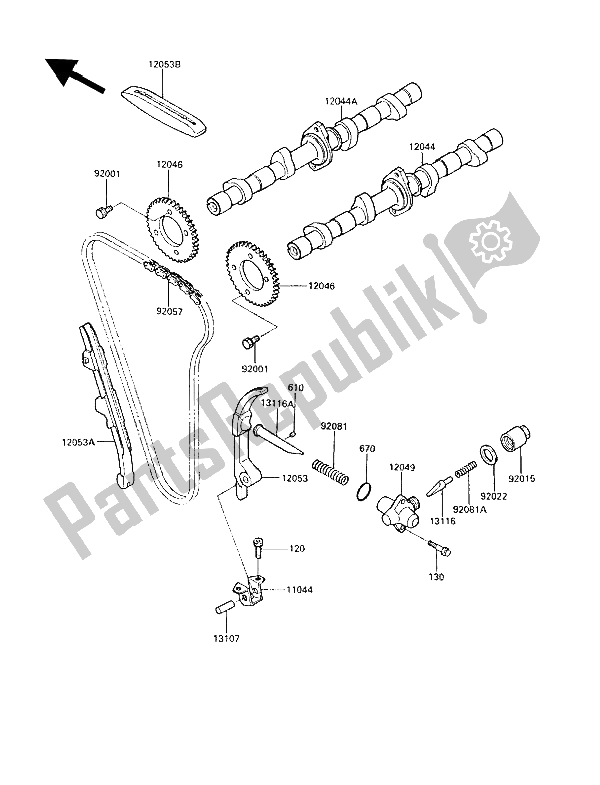 Tutte le parti per il Albero A Camme (s) E Tenditore del Kawasaki GPZ 600R 1989