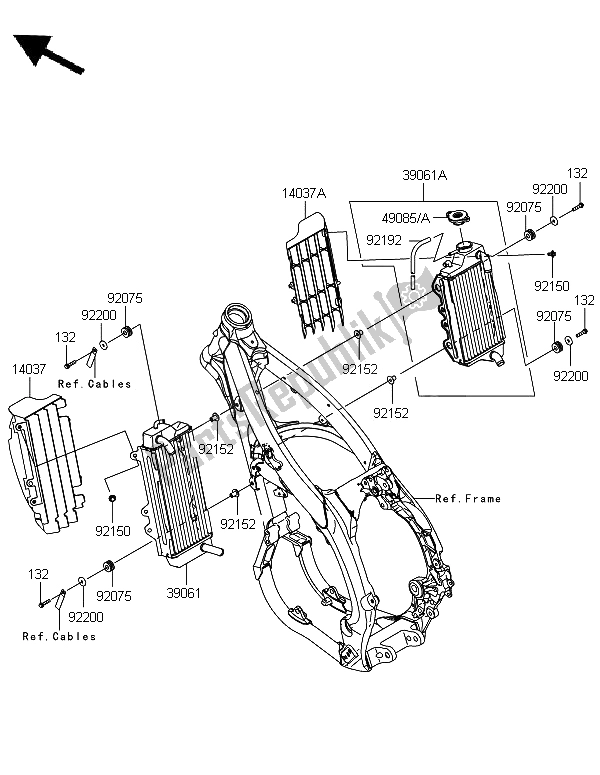 All parts for the Radiator of the Kawasaki KX 450 2013