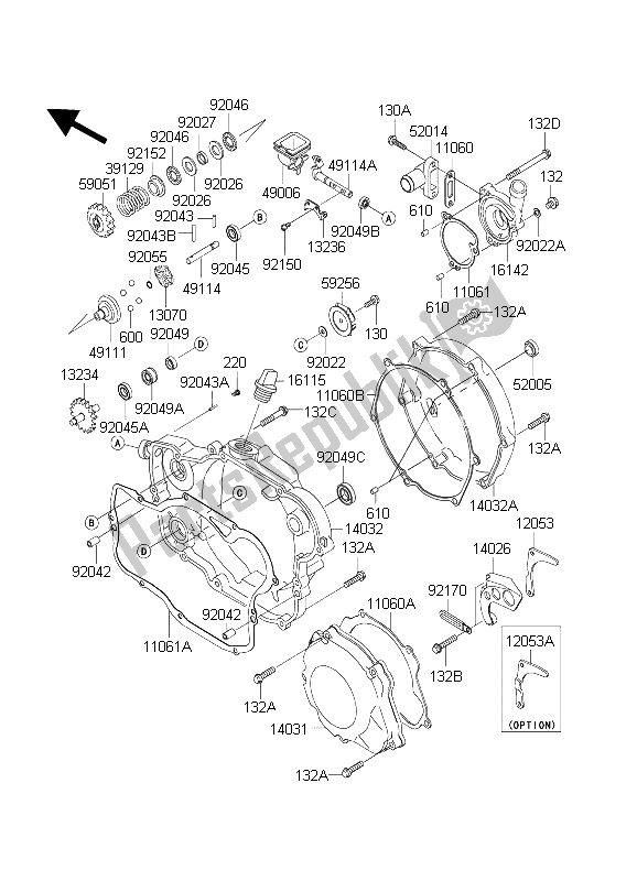 Alle onderdelen voor de Motorkap (pen) van de Kawasaki KX 250 2004