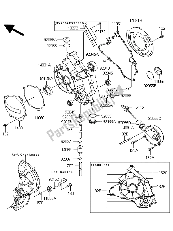 Tutte le parti per il Coperture Del Motore del Kawasaki KFX 700 2009