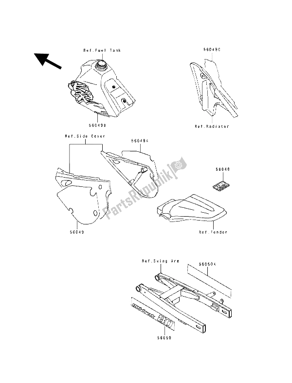 All parts for the Label of the Kawasaki KX 80 SW LW 1992