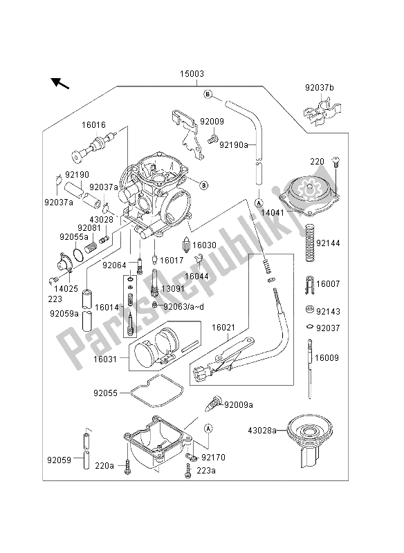 All parts for the Carburetor of the Kawasaki KLX 300R 1997