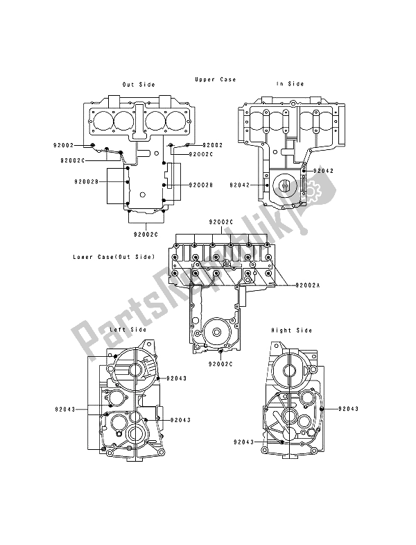 All parts for the Crankcase Bolt Pattern of the Kawasaki Zephyr 550 1991