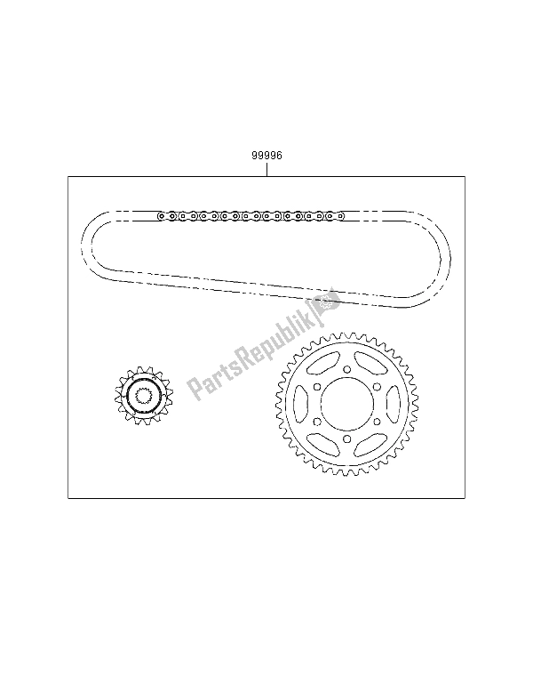 All parts for the Chain Kit of the Kawasaki Ninja ZX 9R 900 1999