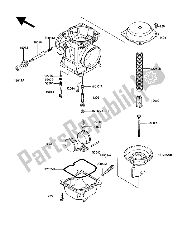 Tutte le parti per il Parti Del Carburatore del Kawasaki LTD 450 1989