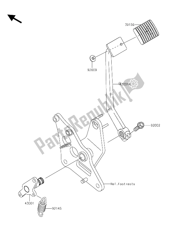 All parts for the Brake Pedal of the Kawasaki VN 900 Custom 2015