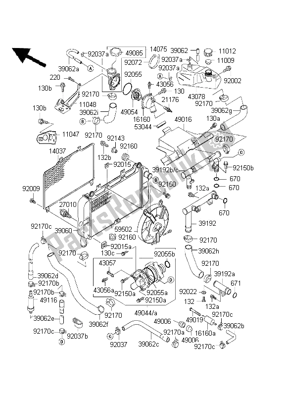 Todas as partes de Radiador do Kawasaki ZZ R 600 2001
