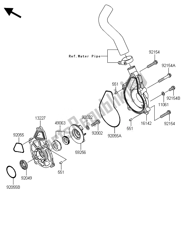 Tutte le parti per il Pompa Dell'acqua del Kawasaki ER 6N 650 2014