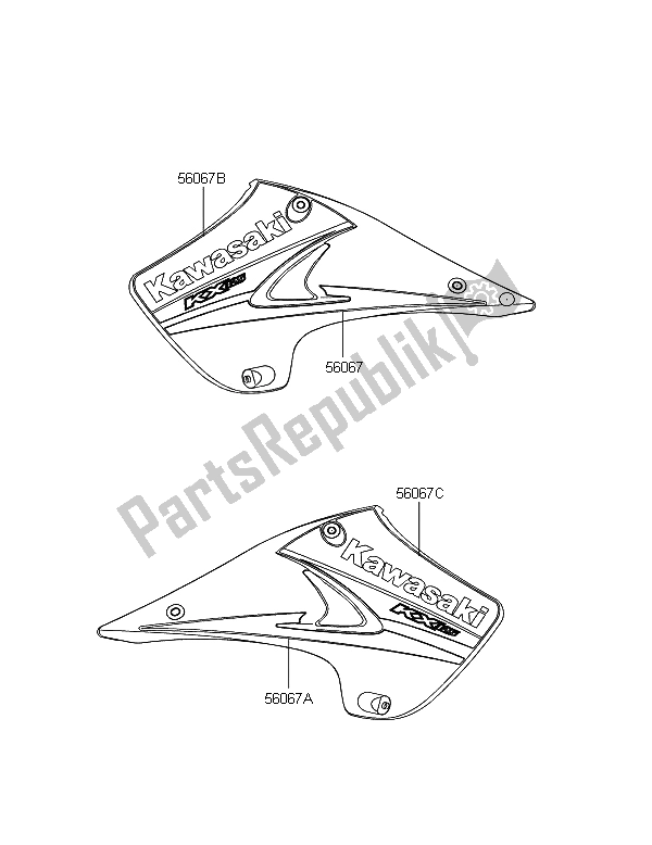 All parts for the Decals of the Kawasaki KX 125 2006