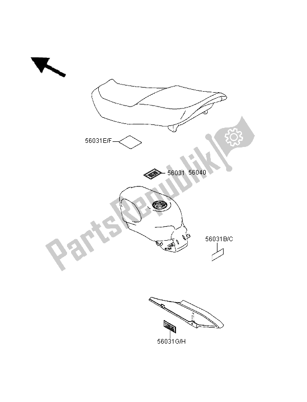 All parts for the Labels of the Kawasaki ZZR 600 1995