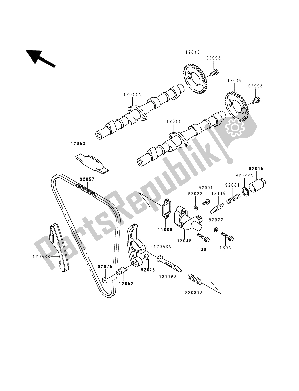 Toutes les pièces pour le Arbre à Cames Et Tendeur du Kawasaki Zephyr 750 1993