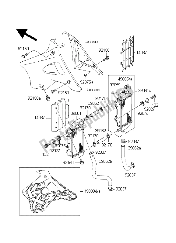 Todas las partes para Radiador de Kawasaki KX 125 1995