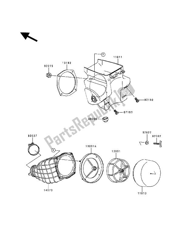 All parts for the Air Cleaner of the Kawasaki KX 500 1994