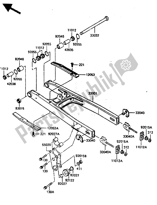 Toutes les pièces pour le Bras Oscillant du Kawasaki KX 80 1985