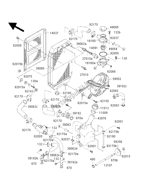 Tutte le parti per il Termosifone del Kawasaki VN 800 Drifter 2002