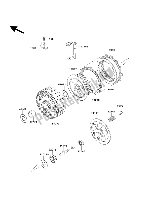 All parts for the Clutch of the Kawasaki KLX 650 1994