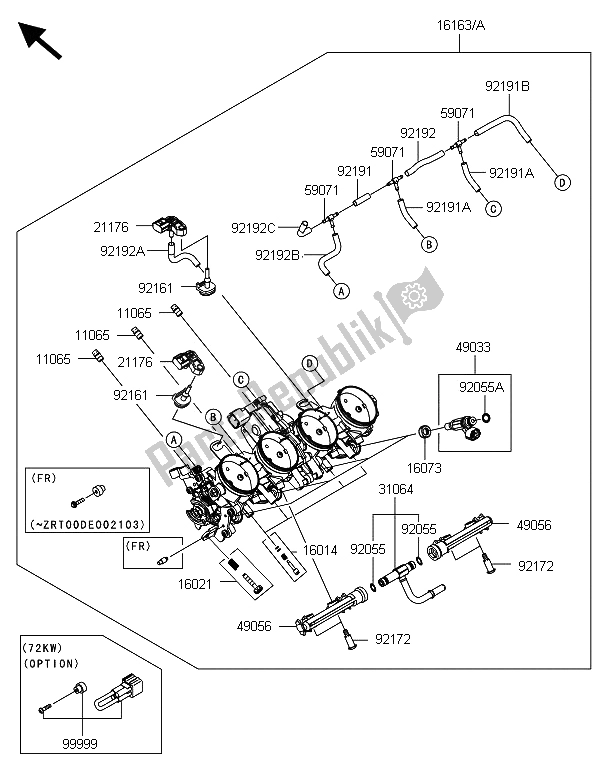 Tutte le parti per il Valvola A Farfalla del Kawasaki Z 1000 2013