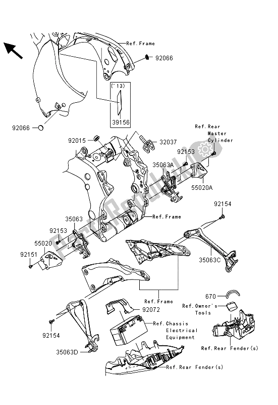 Alle onderdelen voor de Frame Hulpstukken van de Kawasaki Ninja ZX 10R ABS 1000 2013