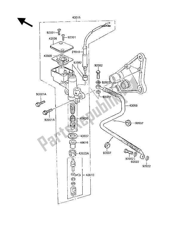 All parts for the Rear Master Cylinder of the Kawasaki Z 1300 1987